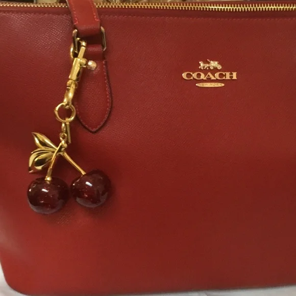 Coach  Red Leather Tote with Snap Wallet - Picture 3 of 8